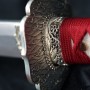 katana Arashinoumi z uhlíkové skládané oceli AISI 1075, reálný Hamon