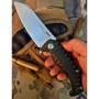 zavírací nůž ARES - linerlock, axiální ložiska černý - stonewash N690