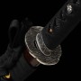 katana Silver Waves Japanese Sword - T-10 Carbon Steel, Real Choji Hamon, Yokote