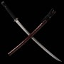 katana Silver Waves Japanese Sword - T-10 Carbon Steel, Real Choji Hamon, Yokote