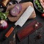 kožená Saya pro nůž Nakiri - Dellinger Octagonal Full Damascus