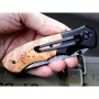 II. jakost - Lovecký zavírací damaškový nůž Dellinger Hunter Poplar Burl