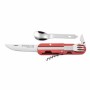 BIVOUAC CAMP KNIFE RED HANDLE - TEXTILE POUCH - FORK and SPOON