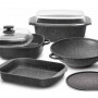 kameninový obdélníkový pekáč HARD COOK Line se skleněnou pokličkou z litého hliníku 33x22 cm