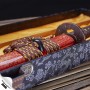 Katana Orenji Jigoku z uhlíkové oceli AISI 1065, reálný Choji hamon