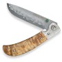 Lovecký zavírací damaškový nůž Dellinger Scorpion Maple Burl-Wood Flipper