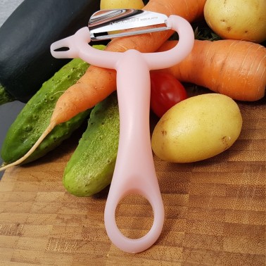extra ostrá škrabka FUARI FIT PEELER s šikmou čepelí z nerezové oceli (stainless steel ) 18-8 peach