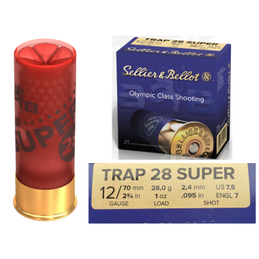 Brokové náboje SB 12/70, TRAP 28 SUPER, 2,4mm broky, 28g 25ks