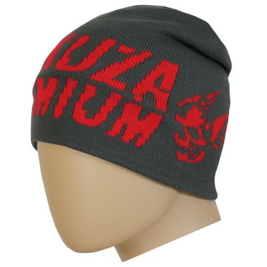 Zimní čepice Yakuza Premium 3780DG, tmavě šedá s nápisem a lebkou