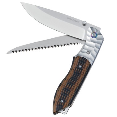 Nůž zavírací s pilkou Dellinger Wilderer D2 - yellow/black G10