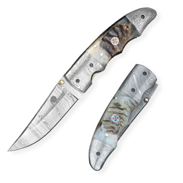 nůž zavírací  Dellinger Buffelhorn Damascus
