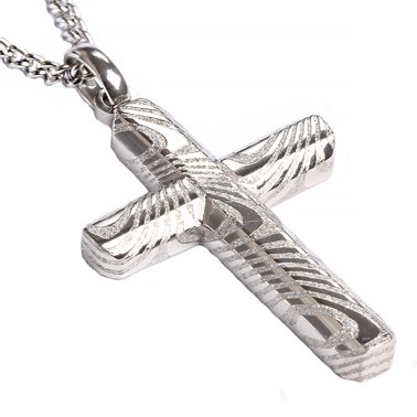 křížek Silver Spirit Cross s řetízkem - damascus