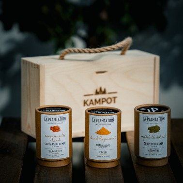 Dárková sada La Plantation trio kari 3x50g, dřevěný box