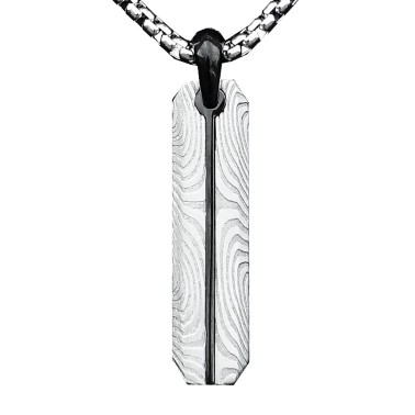 přívěšek z damaškové oceli a karbonu Spiorad s řetízkem