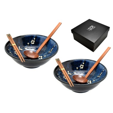 misky na ramen, komplet - Ramen Hana Blue pro 2 osoby