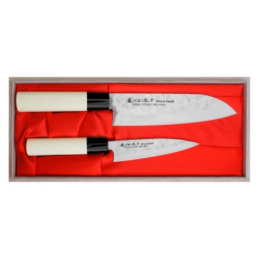 Zestaw noży Satake Nashiji Natural - Santoku, uniwersalny