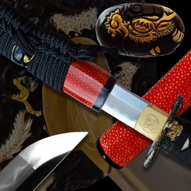 katana Akai Kawa z překládané oceli AISI 1075 s reálným hamonem