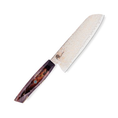 Kuchyňský nůž Santoku 180 mm Dellinger® Resin Mash Gold Damascus