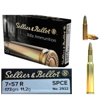 Puškové náboje SB 7×57 R, SPCE, 173 GRS, 11,20g, 20ks