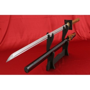 ninja meč YASUNORI z uhlíkové oceli AISI 1045 s leštěnou imitací hamonu