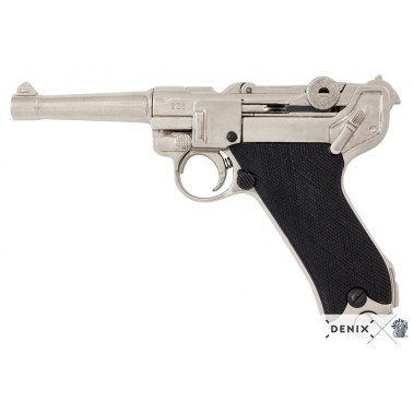 Replika pistole Parabellum Luger P08, nikl, Německo 1898