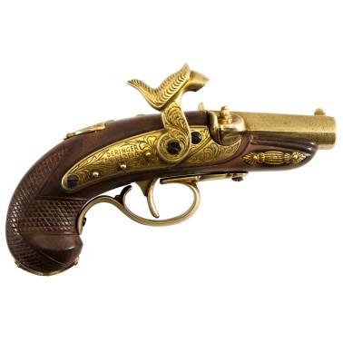 Replika pistole perkusní, Philadelphia Deringer, mosaz, USA 1862