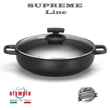 titanová hluboká pánev se 2 držadly SUPREME Line z litého hliníku ? 28 + skleněná poklička