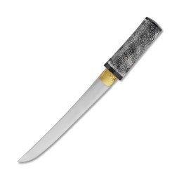 Replika tanto Shira Saya Black Mamba – damašková ocel AISI 1065, Choji Hamon