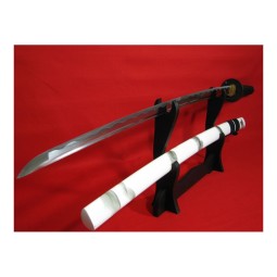 katana SHIRO z uhlíkové oceli AISI 1045 s leštěnou imitací hamonu