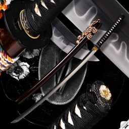 Buke Japanese Katana - T-10 Steel, Yokote - Real Midareba Togari-Gunome Hamon