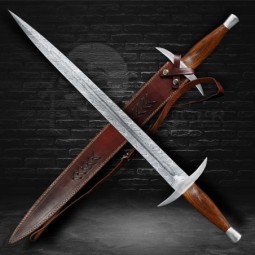 Cruzada Sword - funkční meč, ostřený, uhlíková damašková ocel