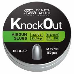 Diabolo JSB KnockOut Slugs .251 150ks cal.6,37mm