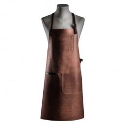 kožená zástěra SOFT LEATHER BBQ - Brown design look