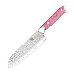 Nůž kuchyňský Santoku 180 mm SOK Pink Stone Tsuchime Damascus