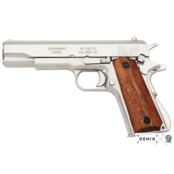 Replika pistole Colt 1911 A1 nikl, wood
