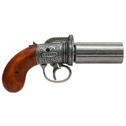 Replika revolver Pepper-Box, nikl, Anglie 1840